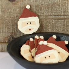 Small Wood Painted Santa Heads - Package of 10